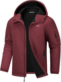 WULFUL Men's Lightweight Softshell Jacket Warm Fleece Lined Windbreaker Waterproof Soft Shell for Outdoor Hiking