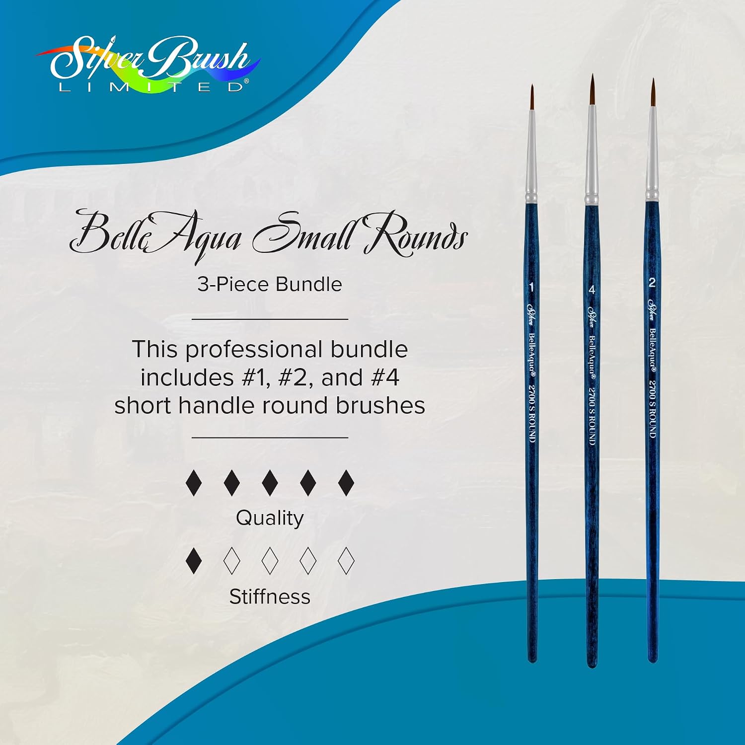 Silver Brush Limited BelleAqua Smaller Size Rounds Watercolor Set, 3pc