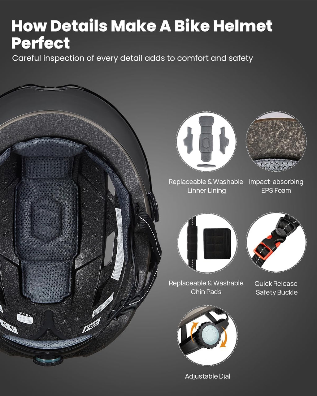 ILM Adult Bike Helmet with LED Front Back Light Bicycle Helmets E3-10L