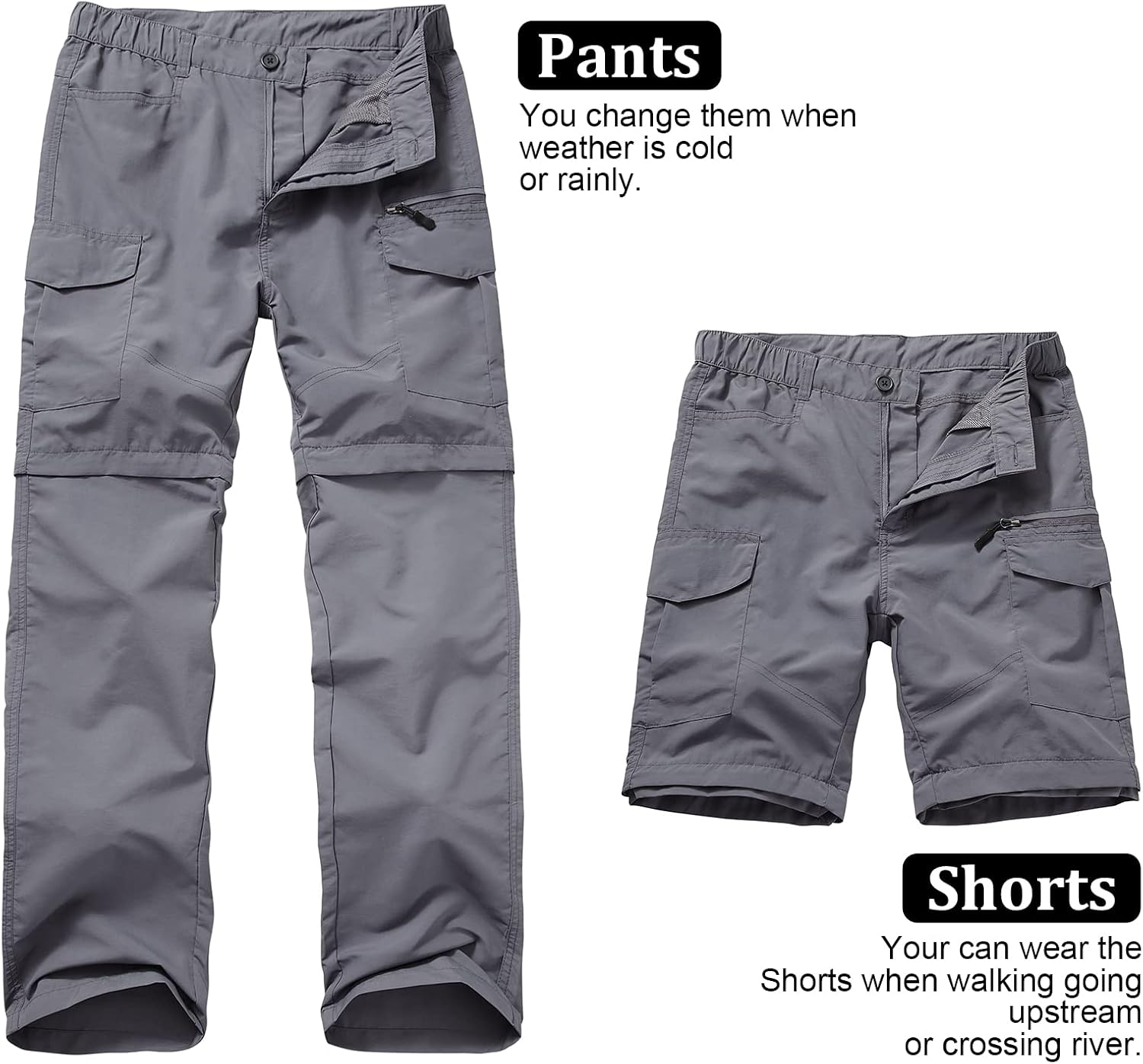 linlon Boy Scout Pants Hiking Mens Convertible Zip Off Safari Fishing