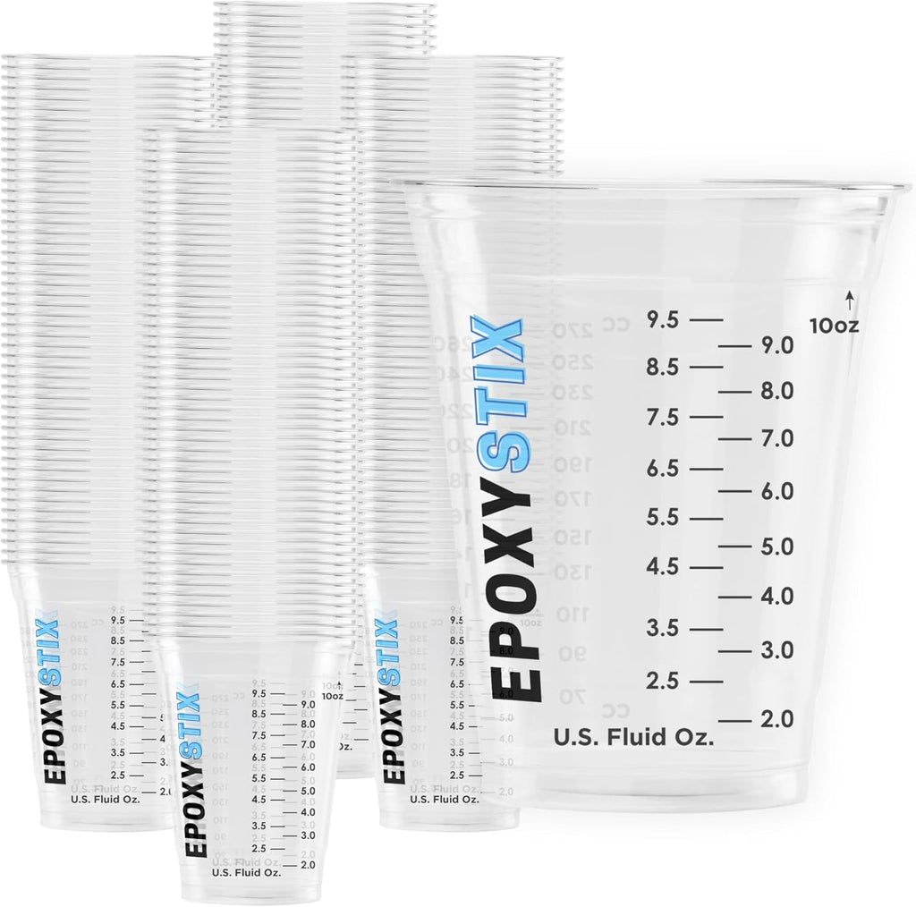 [50 Pack] NEW SIZE 12oz Graduated Mixing Cups - Durable PET, Clear Measurement Markings in oz, mL and cups - For Resin, Paint, Mixing and Crafts