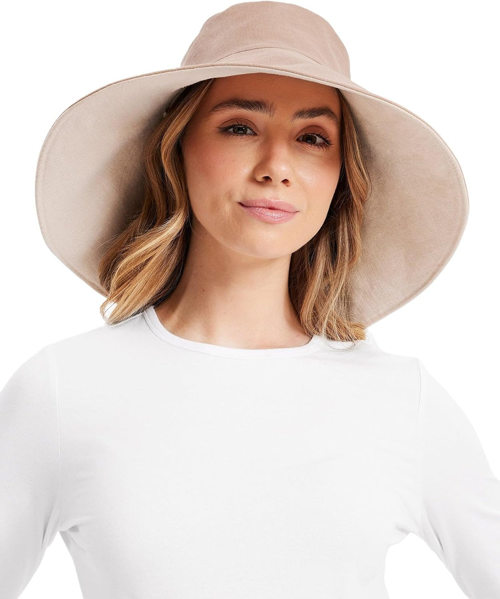 Solbari Women’s Ultra-Wide Cotton Linen Sun Hat UPF 50+