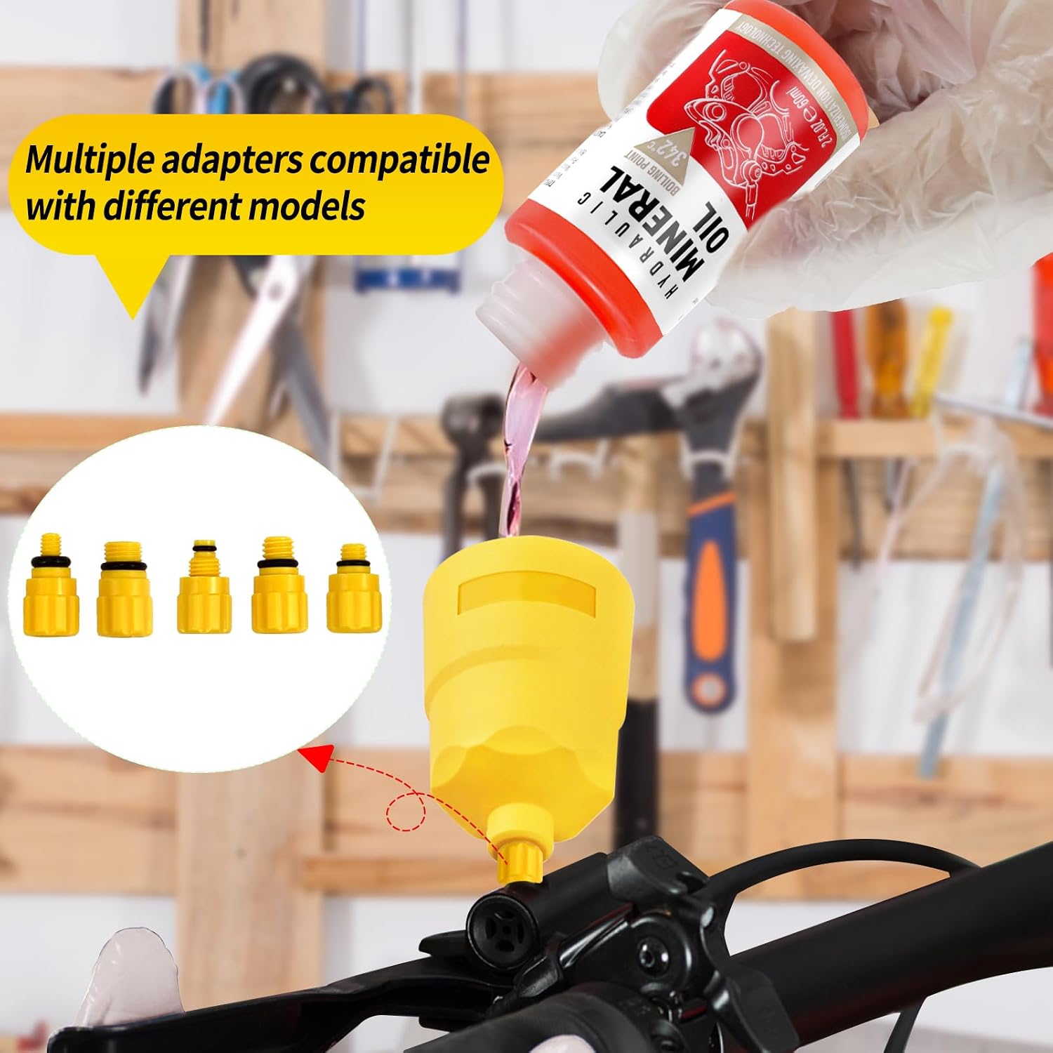 Pmbqifay Brake Bleed Kit for Shimano,TEKTRO, TRP Hydraulic Disc Brakes, with 180 ml Mineral Oil Brake Fluid, Bike Hydraulic Brake Bleed Kit for MTB/Road Bike Brake