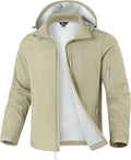 Pudolla Men's Softshell Jacket Hooded Fleece Lined Coats for Outdoor Work