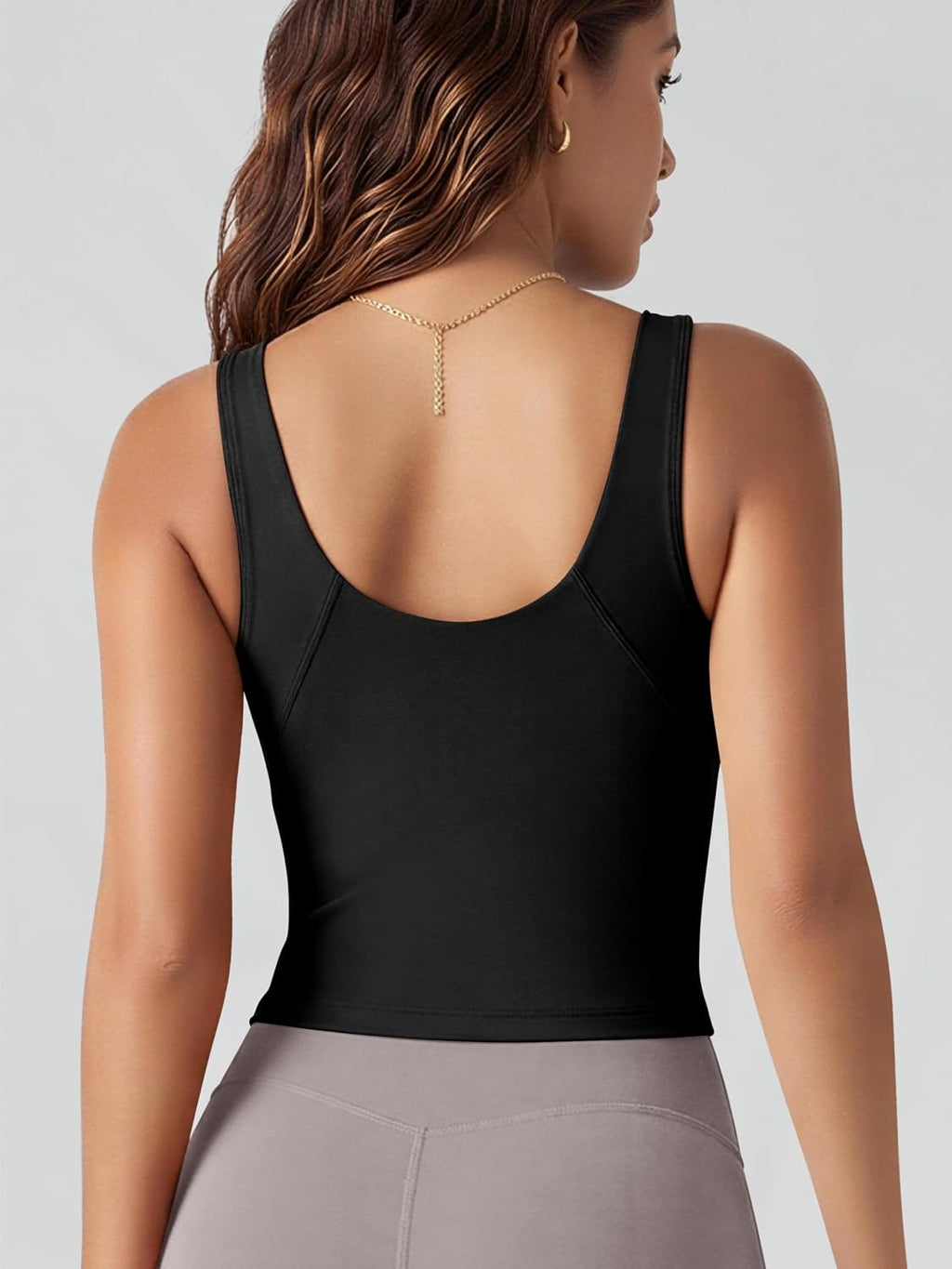 ODODOS Women's Tank Top with Built in Bra - Buttery Soft U Back Light Support Workout Yoga Sports Bra