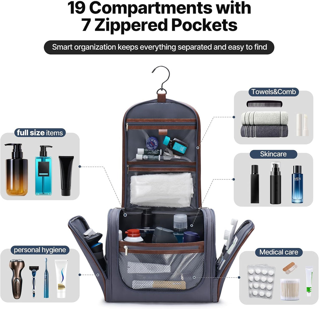 ZAHNI Men’s Hanging Toiletry Bag, Large Capacity Toiletry Organizer