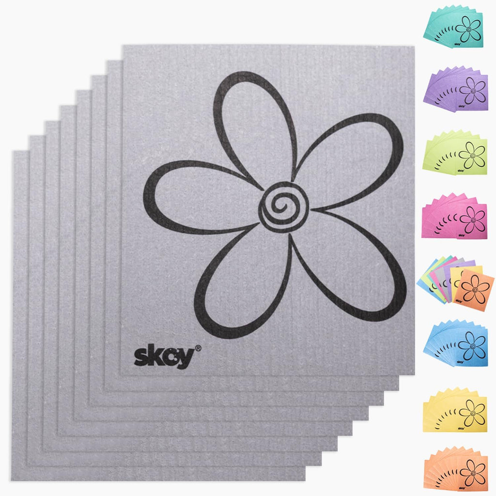 Skoy Cloth, 8-Pack Versatile Swedish Dishcloths for Kitchen and Household Use, Reusable Cleaning Cloths, Planet-Friendly, Dishwasher and Dryer-Safe, Gray