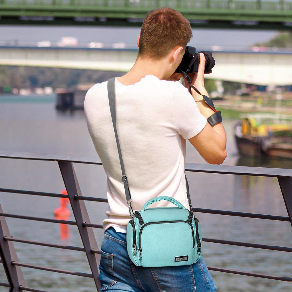 G-raphy Camera Bag Case Compact Lightweight Shoulder Crossbody Sling Photography Bags for Nikon Canon Sony DSLR SLR Mirrorless with Removal Straps Mint