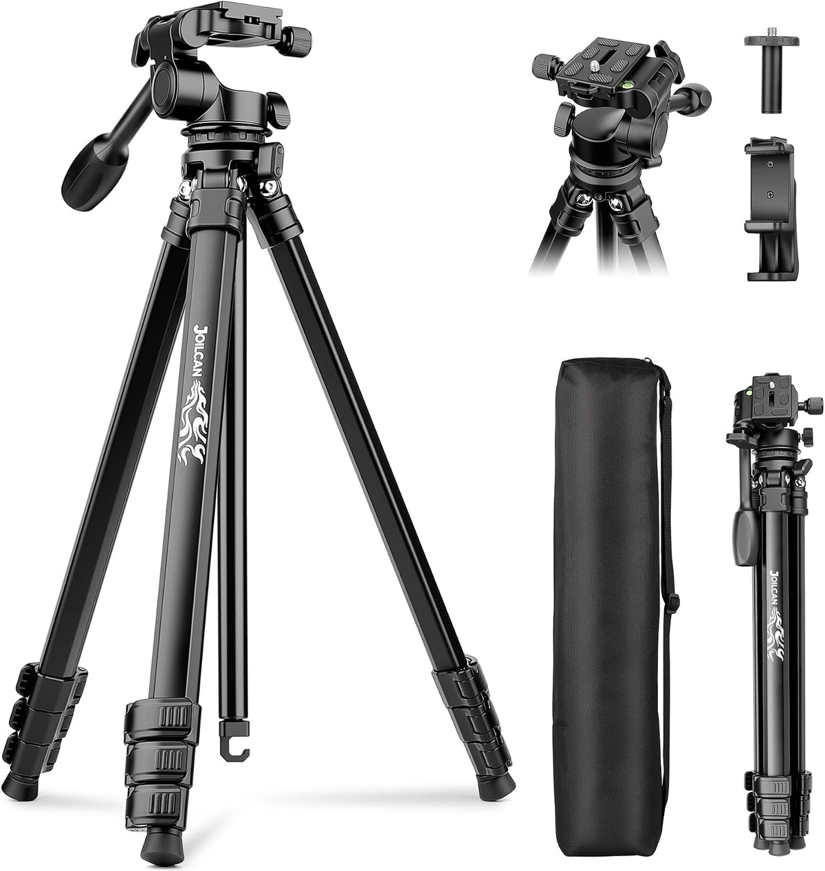 JOILCAN 81" Tripod for Camera Phone, 83" Aluminum Camera Tripod Monopod