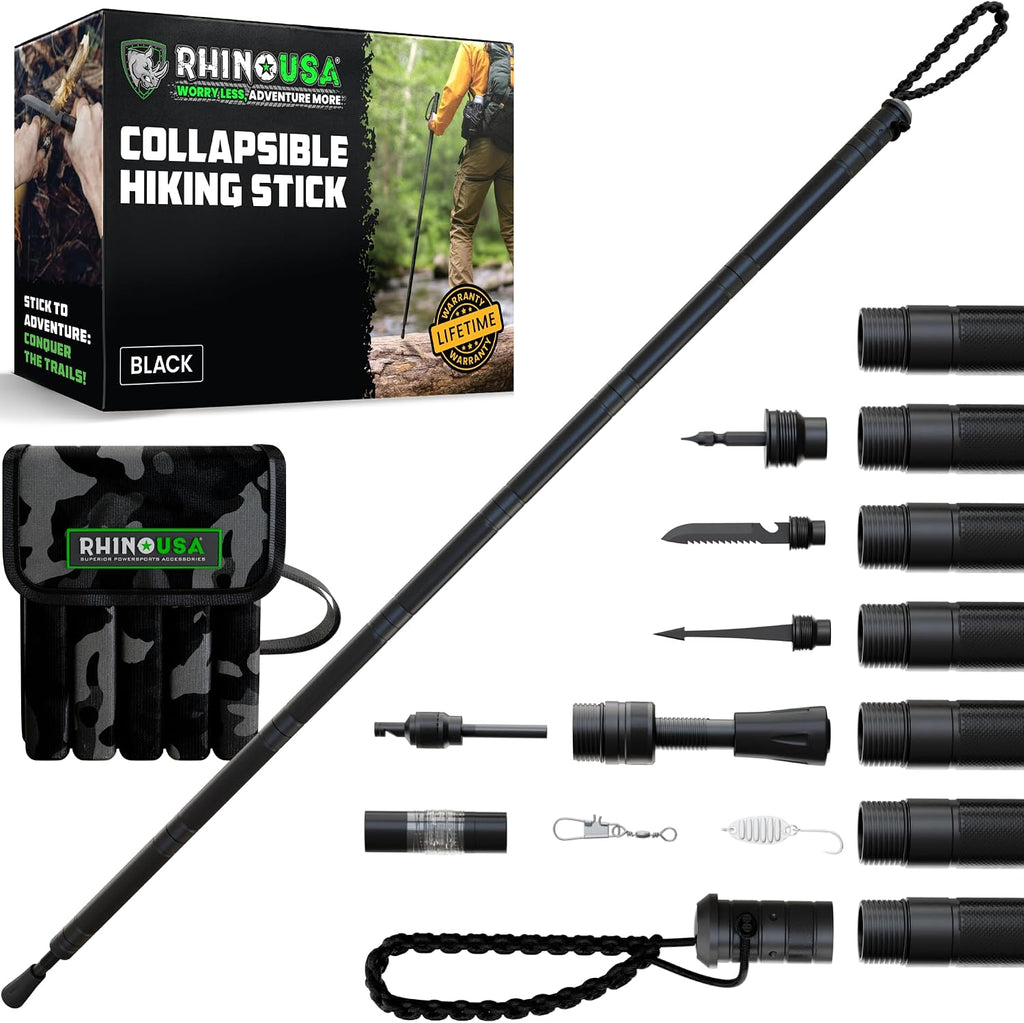 Rhino USA Survival Hiking Stick Multi-Tool - Walking Staff for Camping