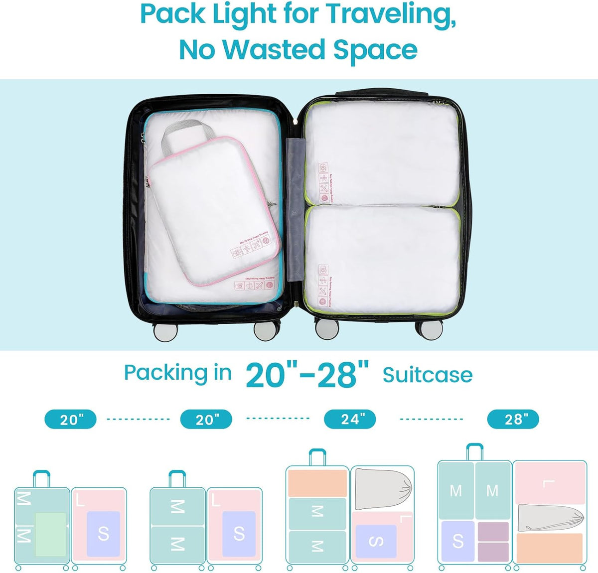 Cambond Compression Packing Cubes for Travel - Luggage Suitcase Organizer