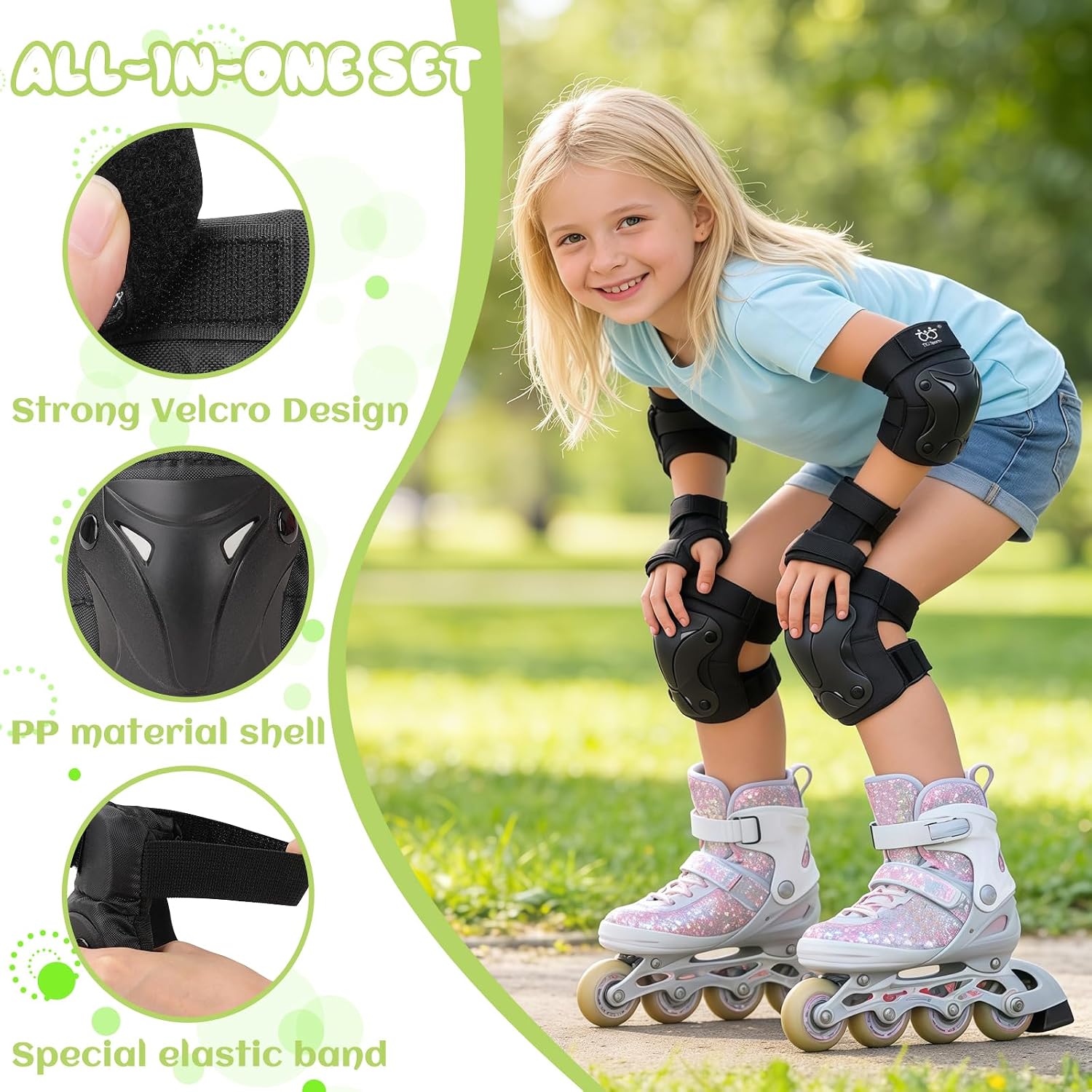 Kids/Youth Knee Pads Elbow Pads with Wrist Guards Protective Gear Set