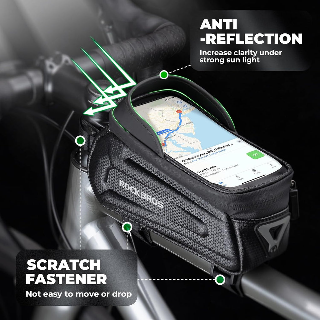 ROCKBROS Bike Phone Bag, [Oversized] EVA Waterproof Bike Top Tube Bag