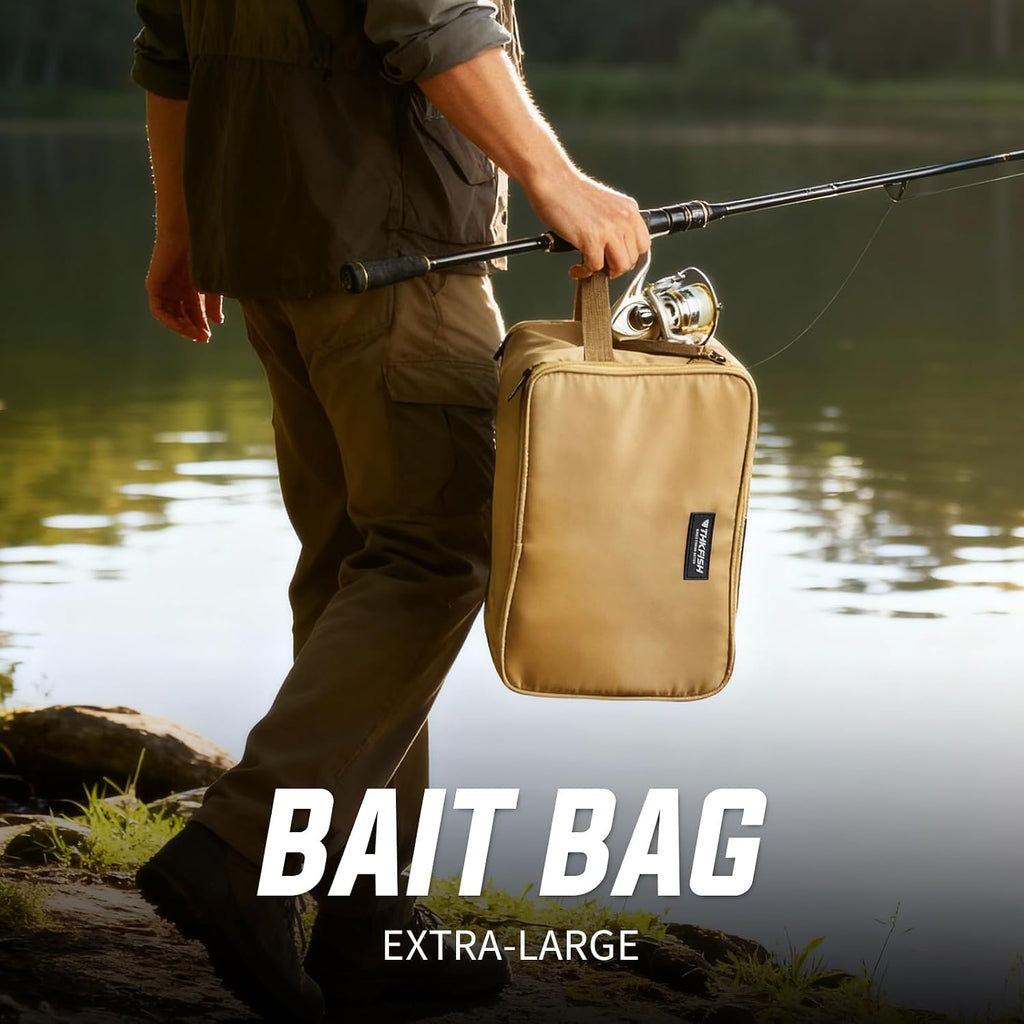 THKFISH Fishing Soft Plastic Bait Storage, Water-Resistant Extra-Large Clear Sleeves Tackle Bait Bag Storage For Lure Hooks, Sinkers & Fishing Accessories(Black)