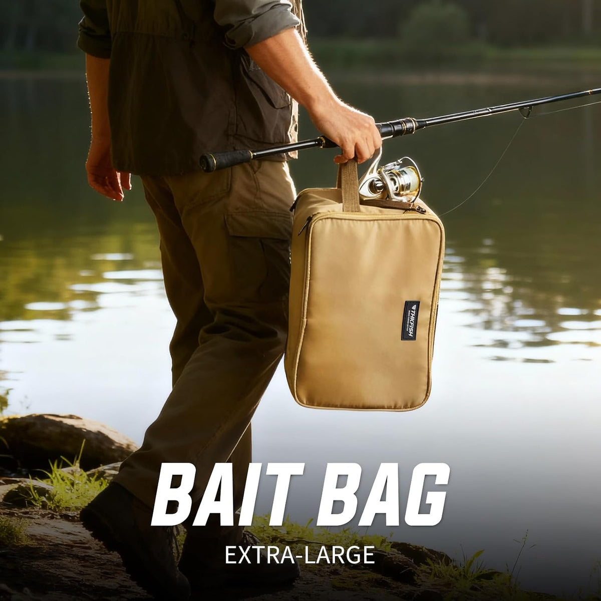 THKFISH Fishing Soft Plastic Bait Storage, Water-Resistant Extra-Large Clear Sleeves Tackle Bait Bag Storage For Lure Hooks, Sinkers & Fishing Accessories(Black)