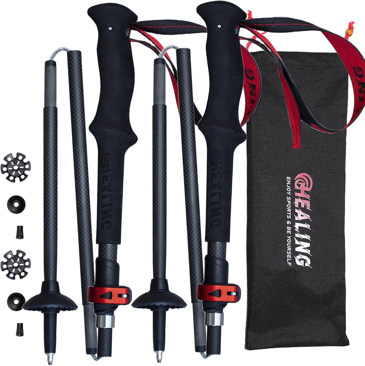 Ultralight Carbon Fiber Trekking Poles (Set of 2) | Foldable & Adjustable Hiking Sticks with Cork Handles for Men & Women