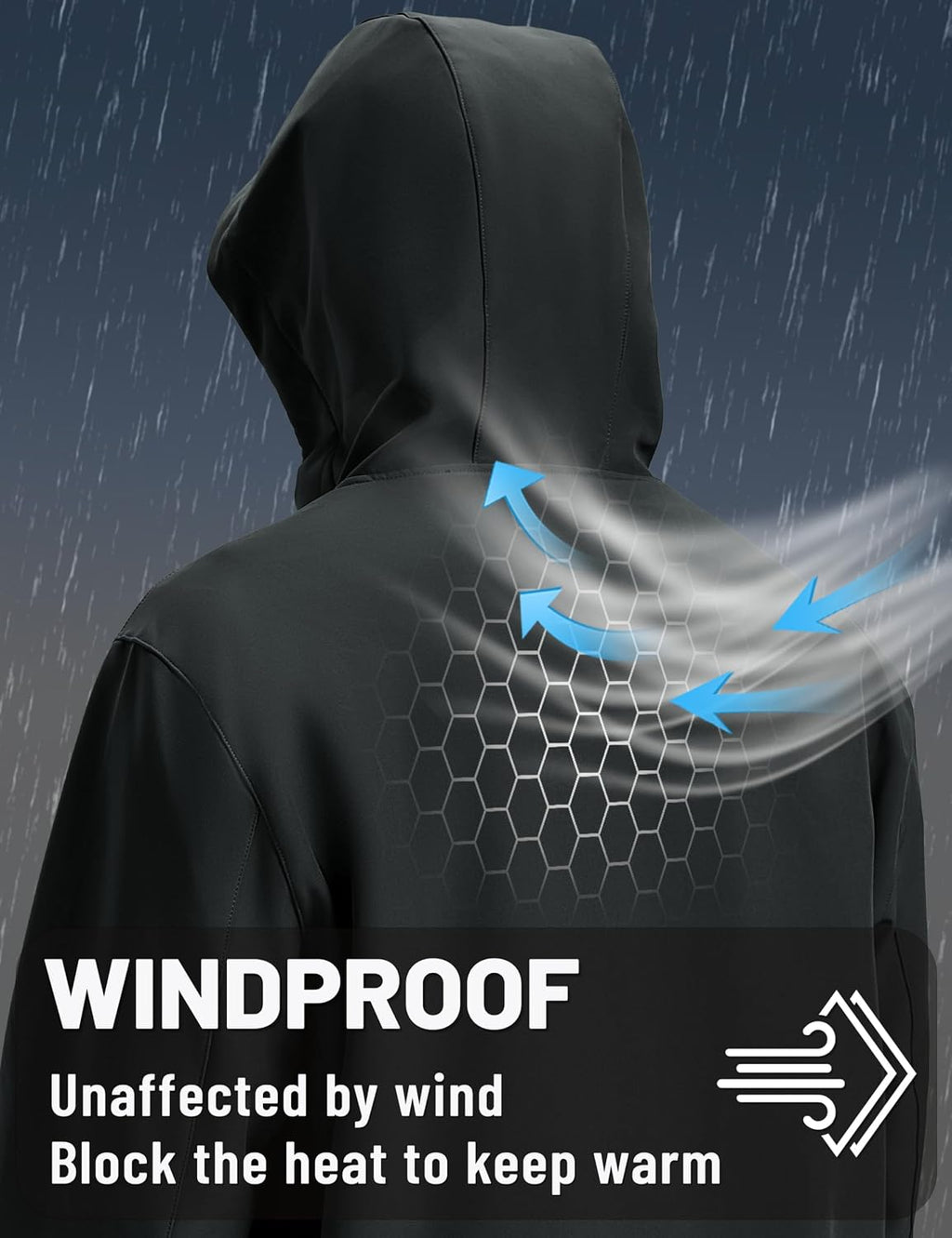 TACVASEN Men's Hooded Softshell Waterproof Fleece Lined Lightweight Jackets
