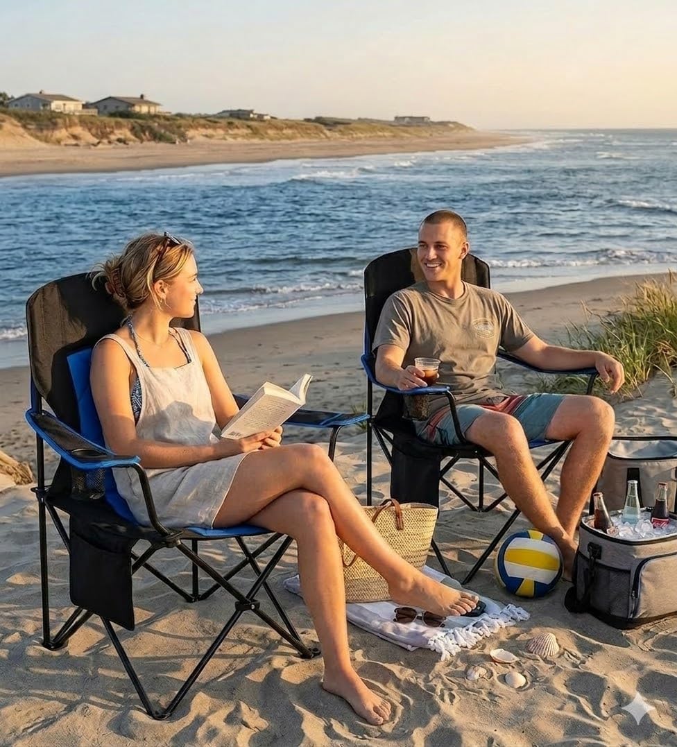 FAIR WIND Padded Oversized Camping Chair with Lumbar Support for Adults
