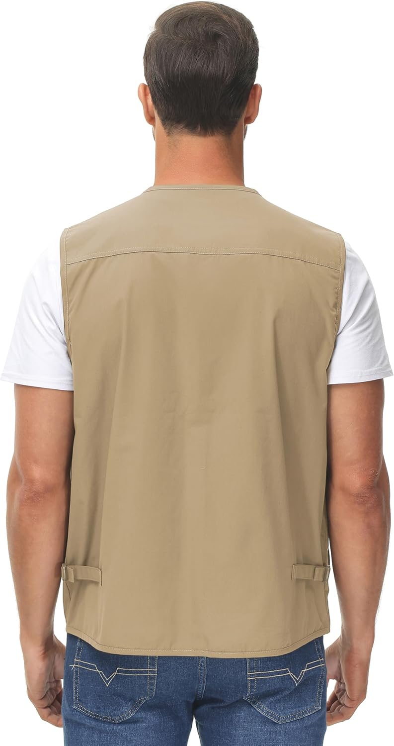 Lentta Men's Fishing Vest Summer Outdoor Lightweight Work Photo Vest 16 Pockets