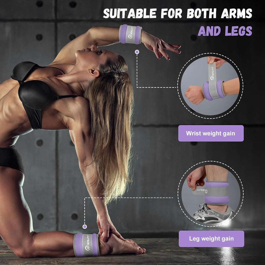 NEALFIT Ankle Weights 1/2/3/4/6/10 LBS for Men Women Kids, Leg Arm Wrist Weights with Adjustable Strap for Running, Aerobics, Strength Training, Physical Therapy, Fitness