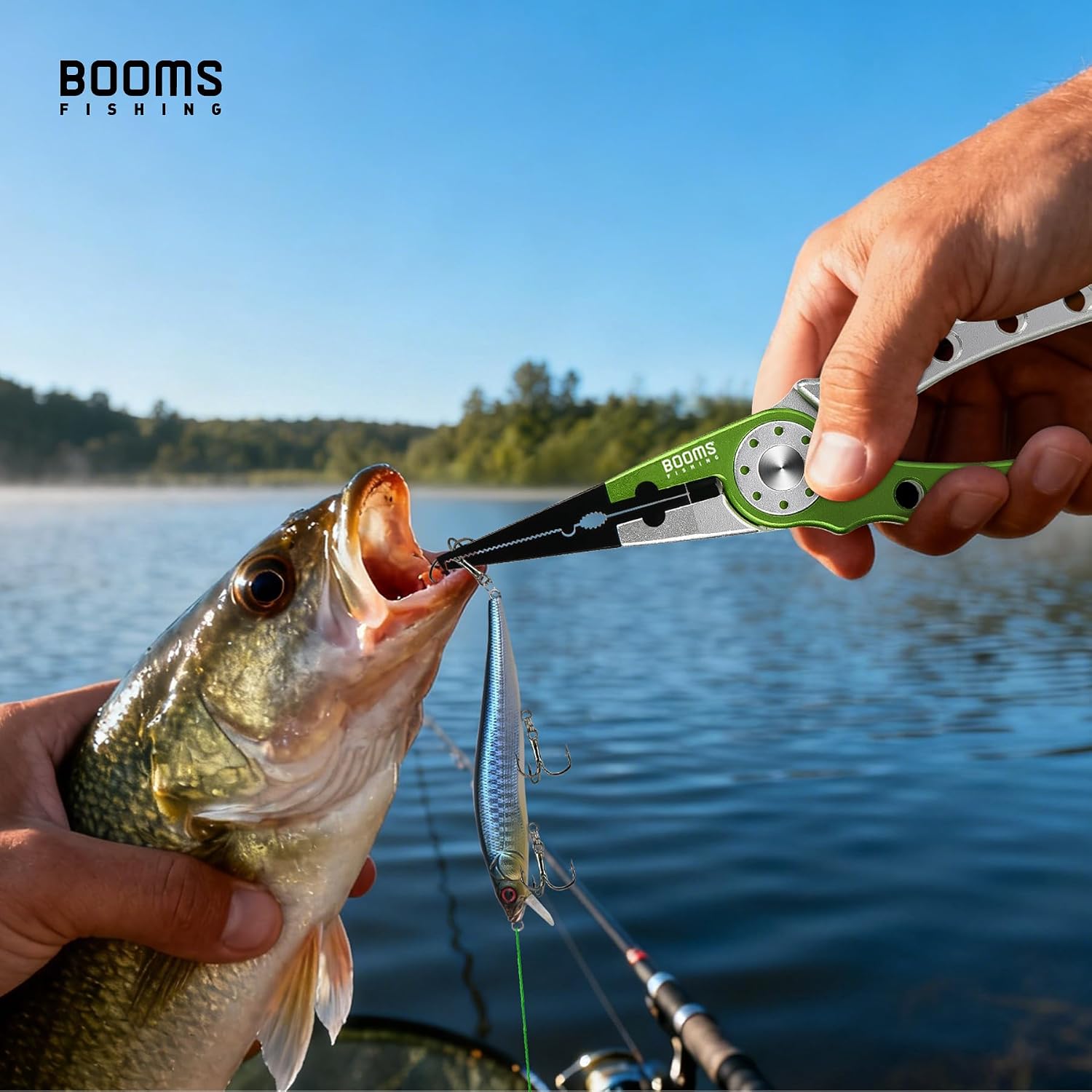 Booms Fishing X1 Aluminum Fishing Pliers Saltwater, Surf Fishing Tackle Kit, Fishing Multitool Hook Remover Braided Fishing Line Cutting and Split Ring with Coiled Lanyard and Sheath