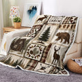 Rustic Cabin Throw Blanket, Welcome To The Cabin Moose Bear Plaid Decor