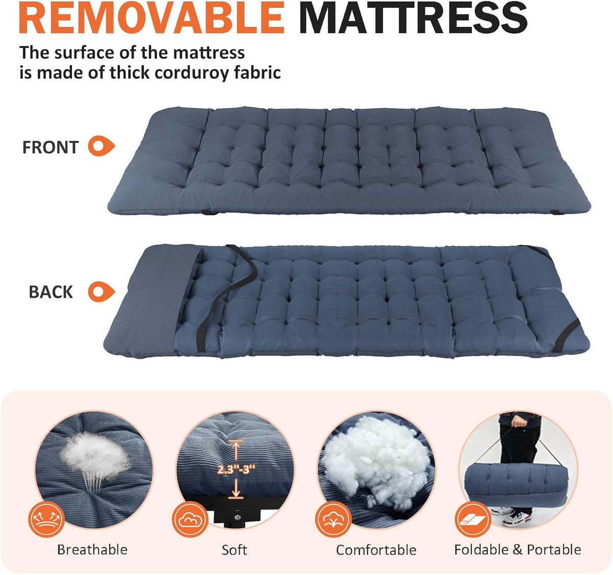 ATORPOK Camping Cot for Adults with Comfortable Cushion, Folding Bed