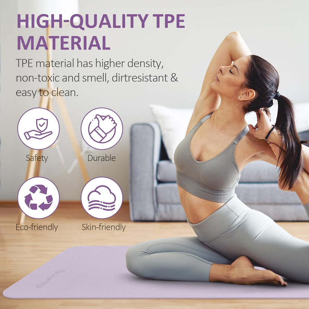 Gruper Yoga Mat Non Slip, Anti-Tear Workout Mat with Carrying Strap and Bag
