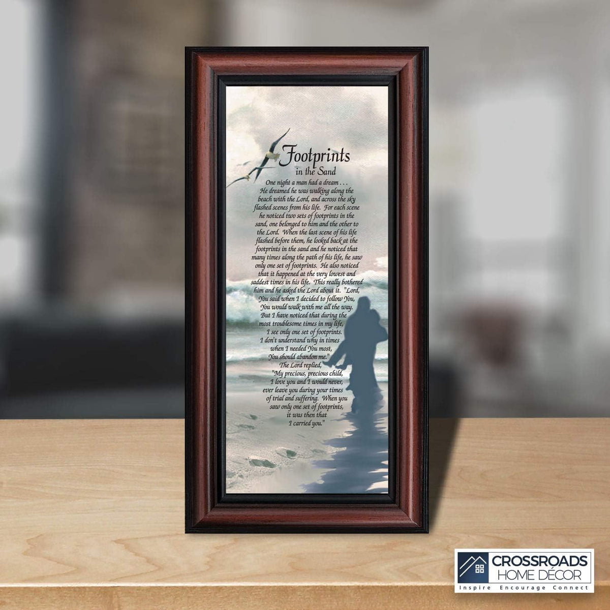 Footprints in the Sand Inspirational Wall Art, Beach Decor, Christian Gifts for Women and Men, Christian Wall Decor, Get Well Soon, Encouraging Scripture Wall Art, Framed Sympathy Gift 7703W
