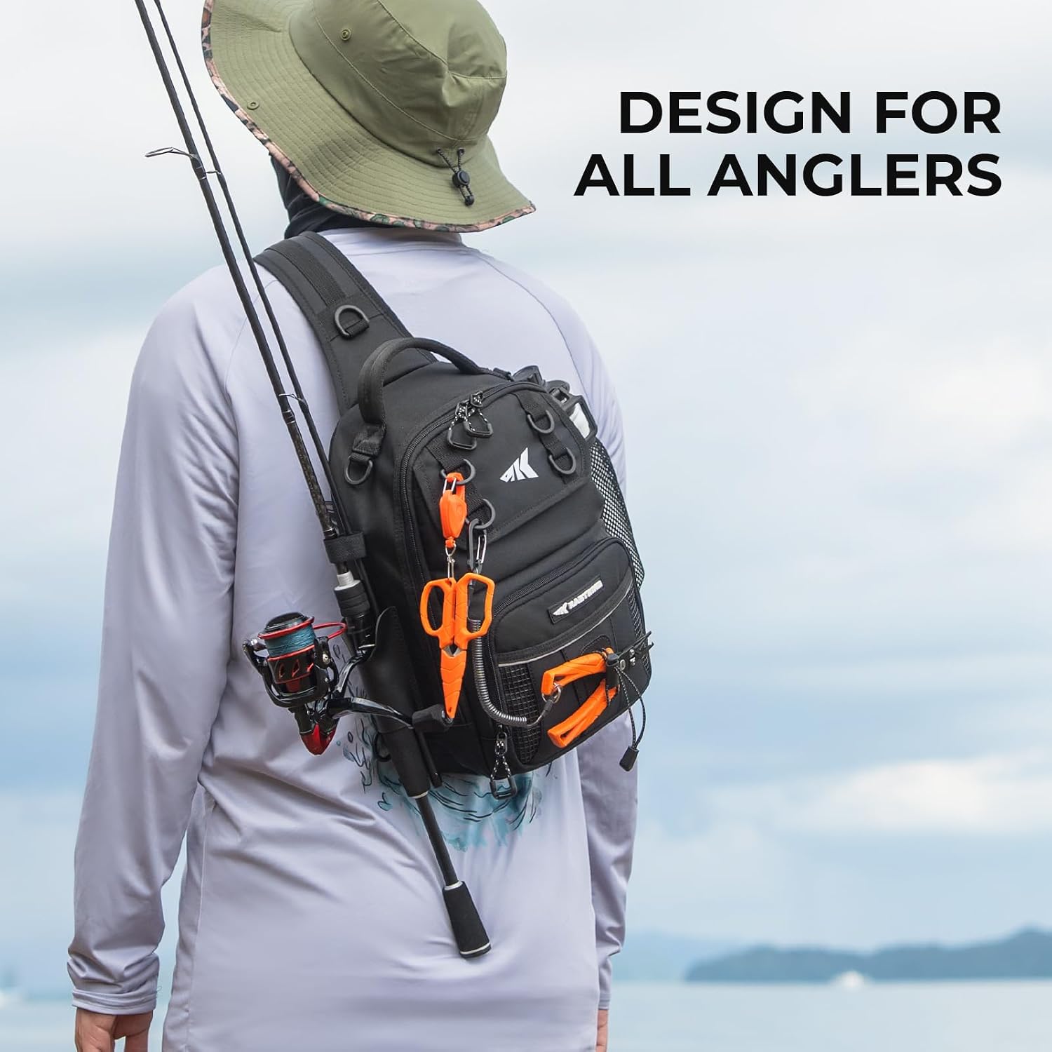 KastKing BaitSpace Fishing Sling Bag, Fishing Backpack with Rod Holder