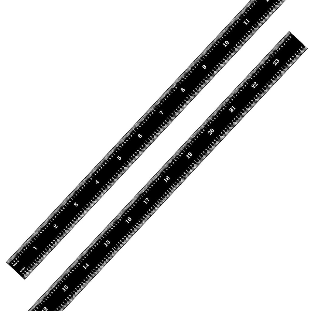 PEC Tools 24" Flexible Metal Ruler, Stainless Steel with Black Chrome Finish, High Contrast,16R Graduation (1/32", 1/64", 1/50", 1/100"), Easy to Read Machinst Rule for Professionals, Made in USA