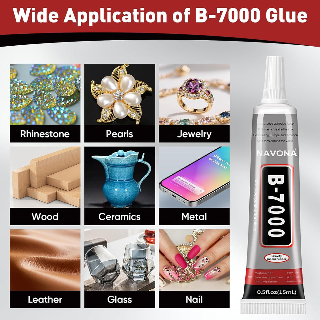 50 PCS 15ml B7000 Rhinestone Glue Clear, Bedazzling Glue for Craft, Jewelry