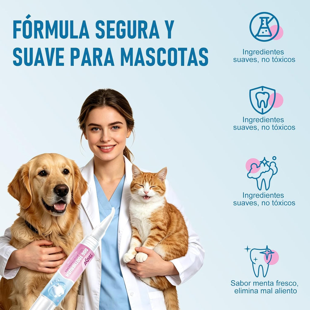 Dog Teeth Brightening Toothbrush Pen with Finger Sleeve, Pet Oral Cleaning Gel Brush Kit, Freshen Breath, Gentle Gum Care, 2-in-1 Dog Dental Cleaning Tool for Daily Pet Oral Hygiene