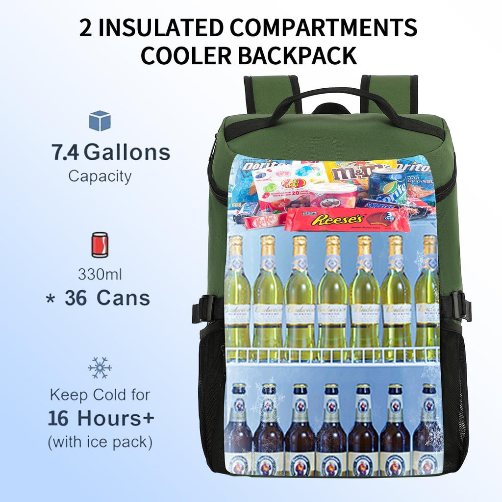 Kalesi Cooler Backpack 36 Cans Lightweight Insulated Backpack Cooler Leak-Proof Travel Camping Lunch Backpack Outdoor Cutlery Backpack for Men and Women