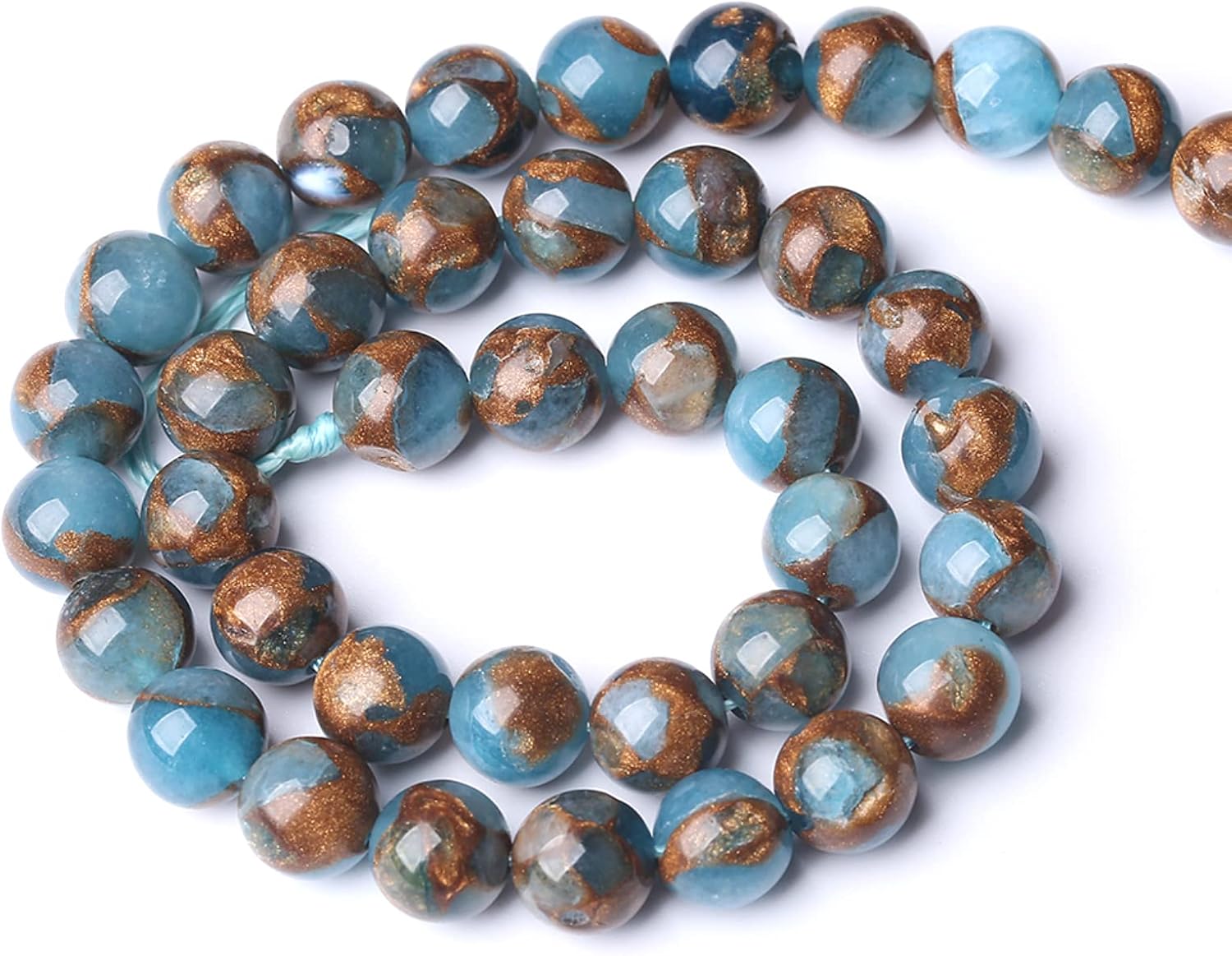 160PCS 4MM Lake Blue Cloisonne Craft Spacer Loose Beads for Jewelry Making DIY Bracelet