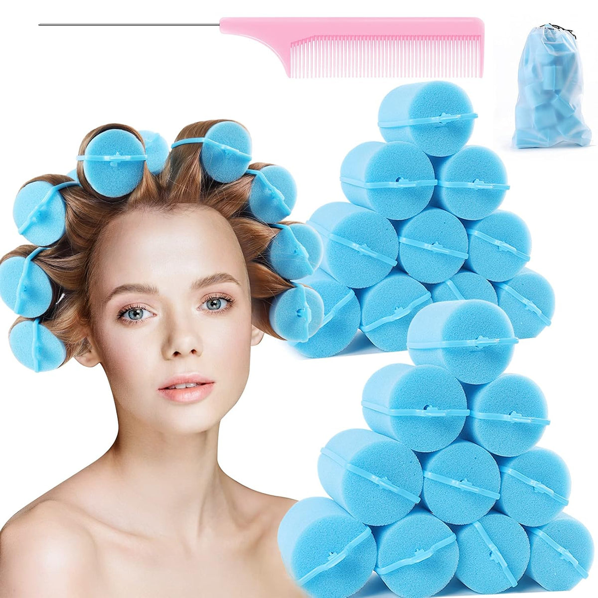 Jumbo Foam Sponge Hair Roller Soft Sleeping rollers Curvy Wavy Hairstyle