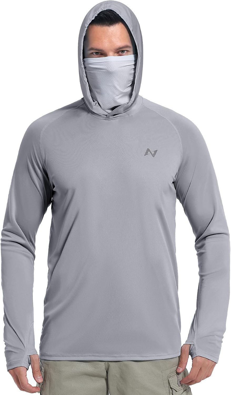 isnowood Mens UPF 50+ Sun Hoodie Long Sleeve Fishing Shirt with Face Mask