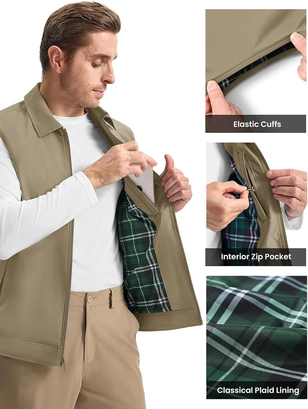 Rdruko Men's Golf Vest Lightweight Summer Casual Zip Windbreaker