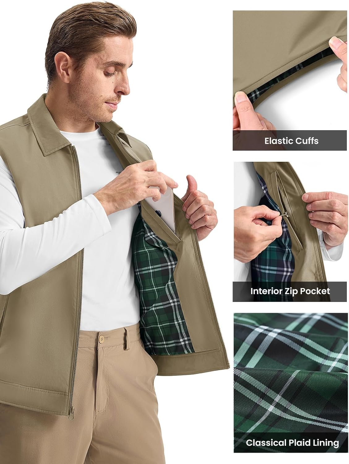 Rdruko Men's Golf Vest Lightweight Summer Casual Zip Windbreaker
