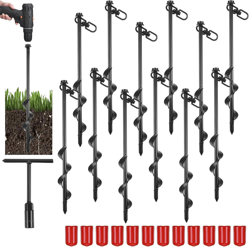 Reginary 6/12/24/36 Pcs Ground Anchors Screw in Tent Stakes