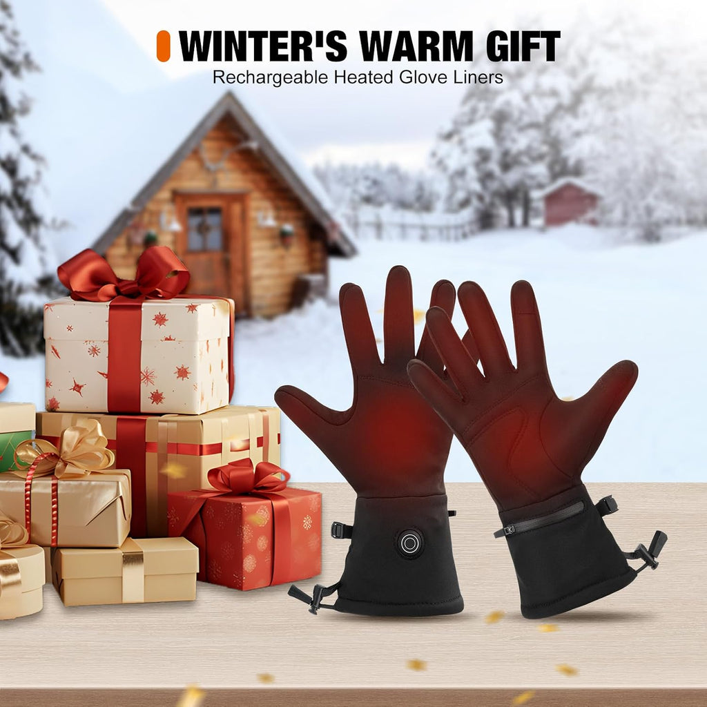 Heated Glove Liners for Men Women Rechargeable Heated Gloves with 3 Heat Settings, Thin Liners for Running Hiking Cycling Skiing Winter Activities