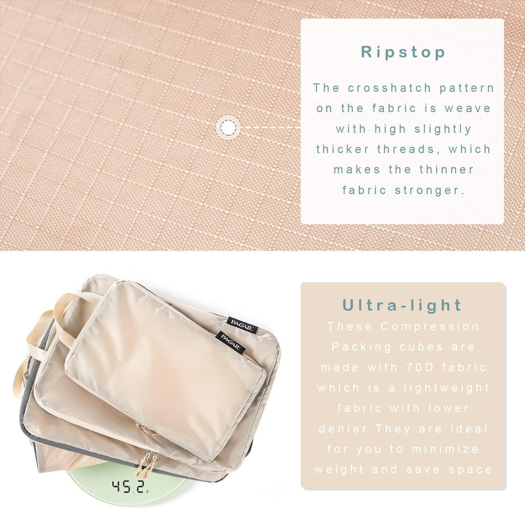 BAGAIL 6 Set Ultralight Compression Packing Cubes Packing Organizer for Travel Accessories Luggage Suitcase Backpack