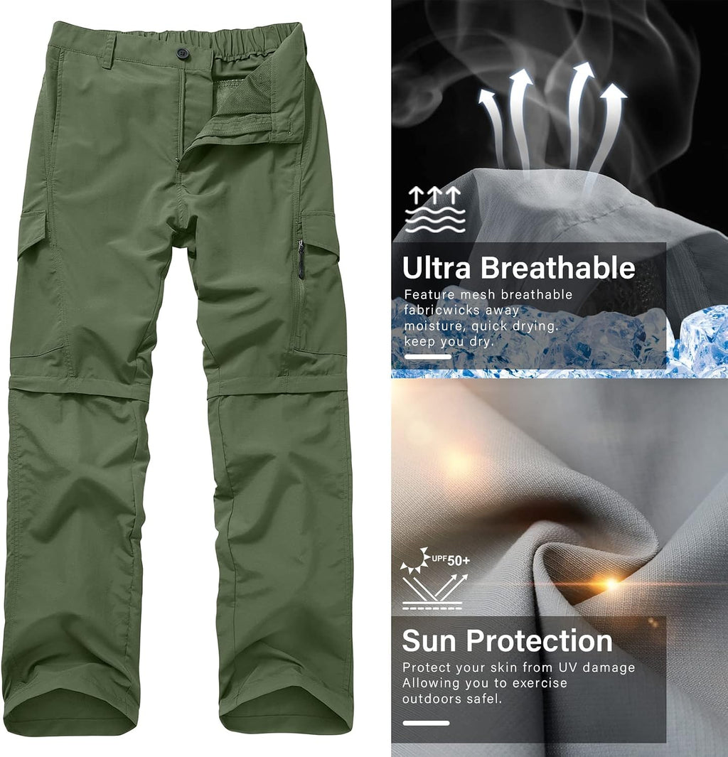 linlon Boy Scout Pants Hiking Mens Convertible Zip Off Safari Fishing