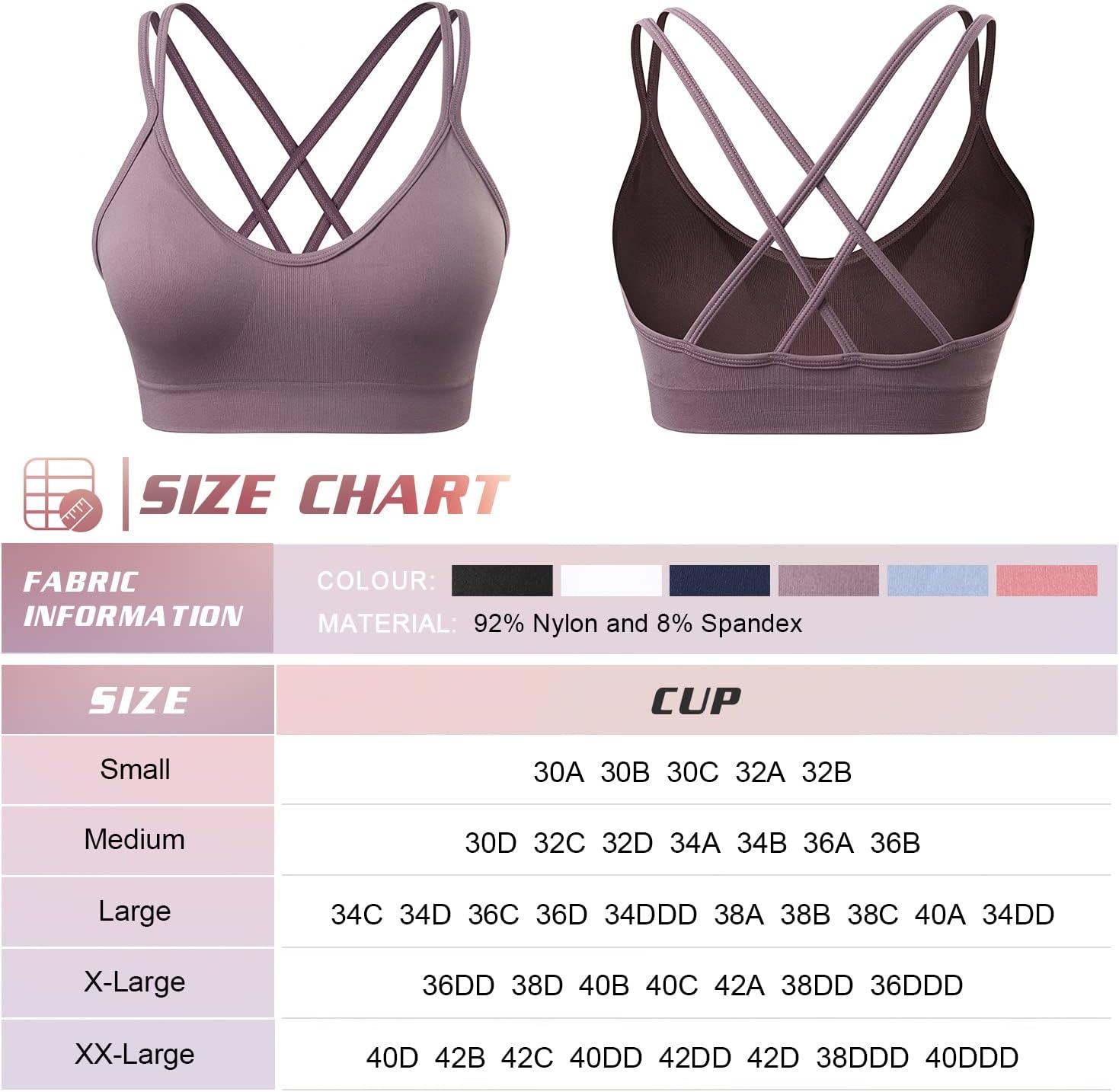 VEQKING Strappy Cross Back Women Sports Bras with Removable Cups