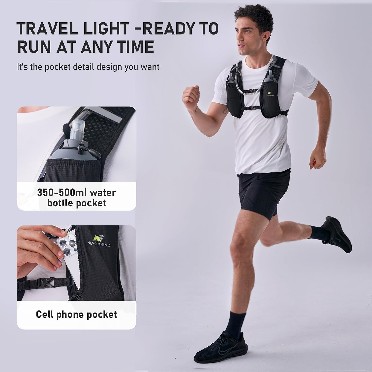 N NEVO RHINO Running Vest with 1.5L Water Bladder, Hydration Vest Pack