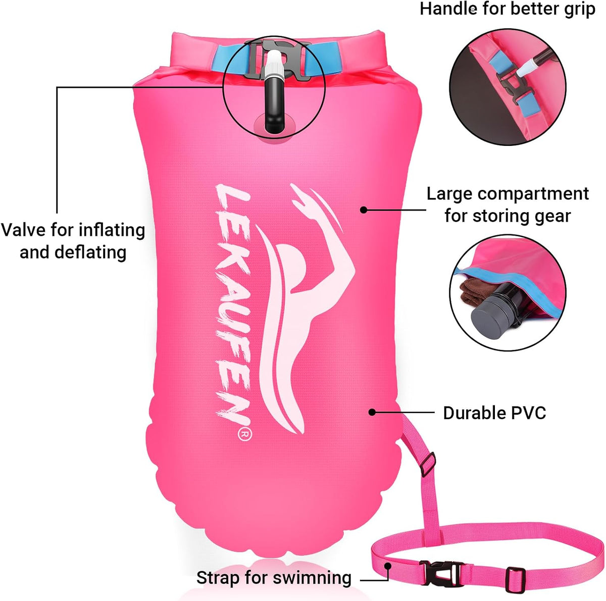 Swim Buoy for Open Water, 20L Inflatable Swim Safety Float
