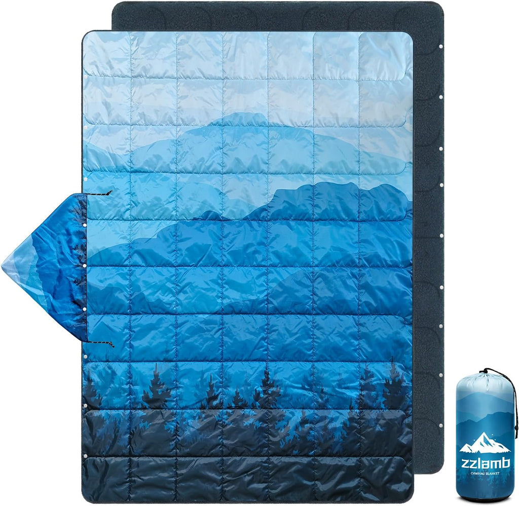 zzlamb Large Waterproof Hooded Outdoor Blanket Soft Polar Fleece 75x56in