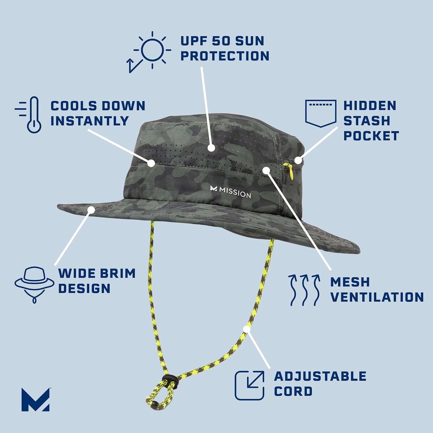 MISSION Cooling Anywhere Boonie Hat - Unisex Wide-Brim Hat for Men & Women - Cools Up to 2 Hours - UPF 50 Sun Protection