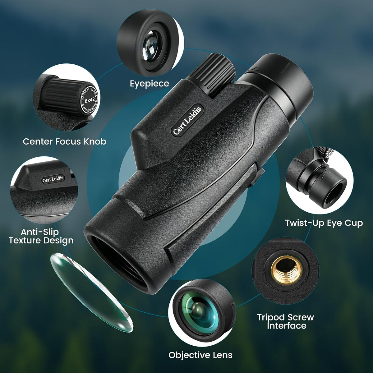 HD 10x42 Monocular Telescope for Adult - Tripod & Phone Adapter