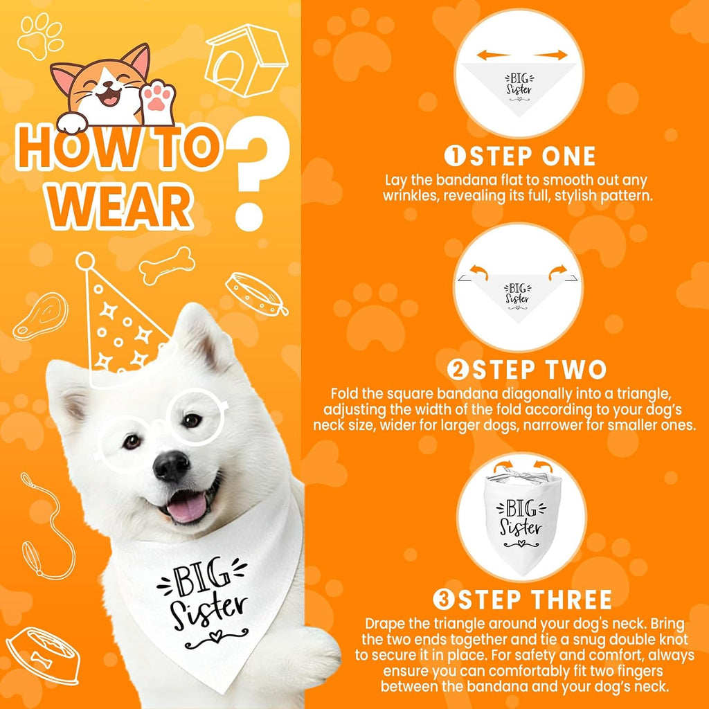 2 Pack Dog Bandanas for Pregnancy Announcement, Cute Adjustable Pet Bandana Scarf for Small Medium Large Dogs, Gender Reveal Puppy Accessories, Soft Breathable Fabric for Puppy Cats